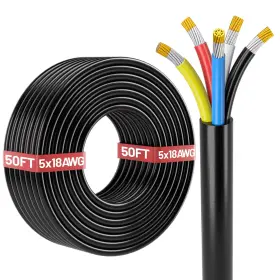 2648757 Energeaster 50ft 18 Gauge Wire Automotive 5 Conductor Black