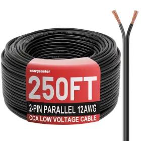 Energeaster 705598024208 Electrical Wire 2 Conductors Black Cable Hookup Led 250ft