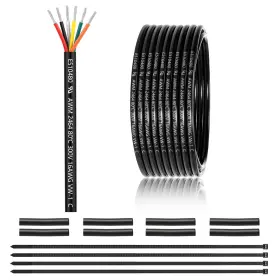 16-6c-25ft-ca-zw Enerjour 16 Gauge 6 Conductor Electrical Wire 25ft Ul 2464 Awg Gray