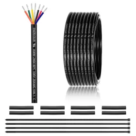 20-7c-25ft-ca-zw Enerjour 20 Gauge 7 Conductor Electrical Wire 25ft Ul 2464 Awg Black
