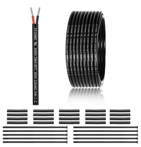 22-2c-50ft-ca-zw Enerjour 22 Gauge 2 Conductor Electrical Wire 50ft Ul 2464 Awg Black