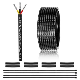 22-3c-25ft-ca-zw Enerjour 22 Gauge 3 Conductor Electrical Wire 25ft Ul 2464 Awg White