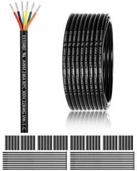 22-6c-100ft-us-zw Enerjour 22 Gauge 6 Conductor Electrical Wire 100ft Ul 2464 Awg Gray