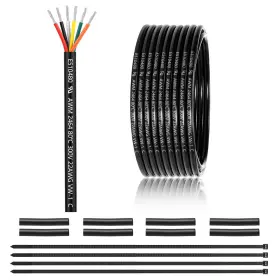 22-6c-25ft-de-gm-zw Enerjour 22 Gauge 6 Conductor Electrical Wire 25ft Ul 2464 Awg Gray