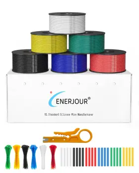 22-6p-26ft-gjx-us-zw Enerjour 22 Gauge Wire 22awg-6c 26ft Red Black White Blue Green Yellow