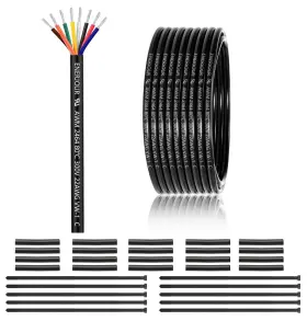 22-8c-50ft-ca-zw Enerjour 22 Gauge 8 Conductor Electrical Wire 50ft Ul 2464 Awg Black Or Gray