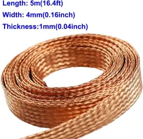 Asds-zh112 Euogeudel Flat Copper Braid Cable 4mm Braided Ground Width 0.16 Inch #2