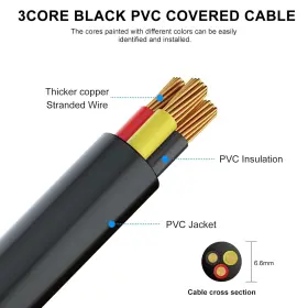 Evertine 792933976179 18 Gauge Electric Wire 18awg Extension Cable 100ft 3 Conductor Black #2