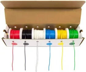 27wk22str25 Ex Electronix Express Hook Up Wire Kit Tinned Copper 22 Red Black Green Yellow Blue White