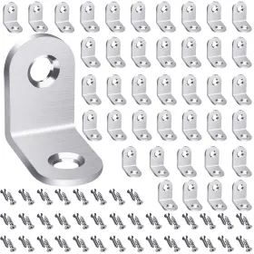 Fatloda 658359650614 40pcs L Bracket Corner Brace Stainless Steel 20 Mm Silver