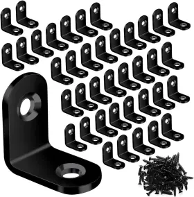 Fatloda 689911895297 40pcs L Bracket Metal Black Corner Brace Stainless Steel Joint 20 Mm