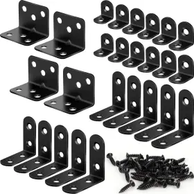 Jm-3s-26 Fatloda 26pcs L Bracket Corner Brace Kit 3 Sizes Stainless Steel Size Black