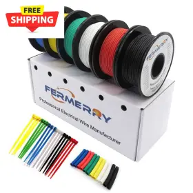 Fermerry-40 Fermerry 695510395311 26 Awg Stranded Wire Spool 50ft Yellow Blue White Green Black Red