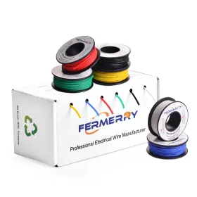 Fermerry-127 Fermerry 695510396813 18 Awg Solid Core Wire Spool 25ft Yellow Blue White Green Black Red