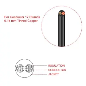 Fletergib Lm-dzx-22awg-2p-rbb-10m 22 Gauge 2 Conductor Electrical Wire 10m/32.8ft 32.8ft/10m Red Black #2