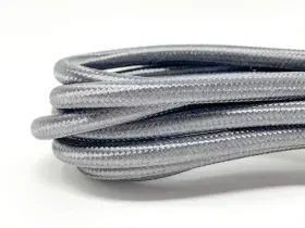 Follite Lmpwr8ft Cloth Covered Round Lamp Wire With Plug 8 Feet Long Silver Single #2