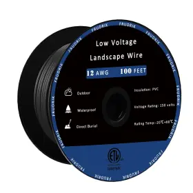 Frudrik 726189467365 Low Voltage Landscape Lighting Wire - Outdoor 100ft 12/2 Black