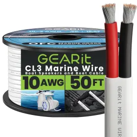 Gearit 769272844223 10 Gauge Marine Wire 10/2 Awg 50ft Grade 50 Feet White