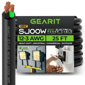3-sjoow-25f Gearit Gi-12/3-sjoow-25f 12/3 12 Awg Portable Power Cable 25 Feet - 3 Gauge