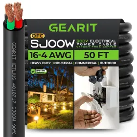4-sjoow-50f Gearit Gi-16/4-sjoow-50f 16/4 16 Awg Portable Power Cable 50 Feet - 4 Gauge