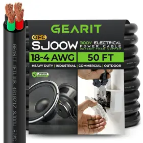 4-sjoow-50f Gearit Gi-18/4-sjoow-50f 18/4 18 Awg Portable Power Cable 50 Feet - 4 Gauge