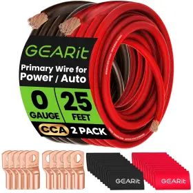 Gi-grd-0g-cc-lgs-br-25f Gearit 4 Gauge Black/red 25ft Each Lugz Shrink Wrap 1/0 Wire