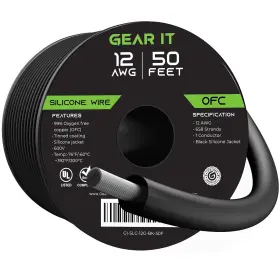 Gi-slc-12g-bk-50f Gearit 12 Gauge Silicone Wire 600v Black - 50 Feet