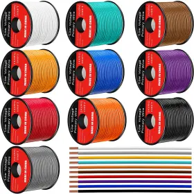 Gisafai Mul-gisafai-1778 10 Pcs 12 Gauge Wire 100 Ft Per Roll 1000 Color Combo
