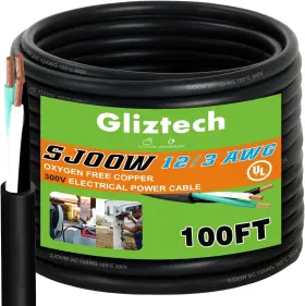 Glztxjx001 Gliztech 12/3 Awg Portable Power Cable 100 Ft Sjoow 300v 12 Gauge Electric