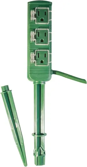 Gg-36004 Go Green Power Inc. Gogreen 16/3 Sjtw 3-outlet Outdoor Stake