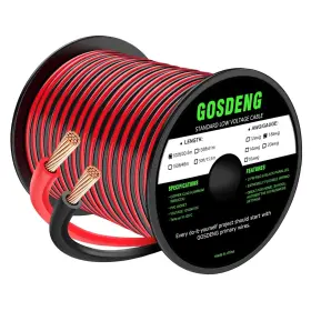 Gd-18ga30.5m Gosdeng 18 Gauge Wire - 100ft 2 Conductor Red And Black Pvc Cable 18awg-2c