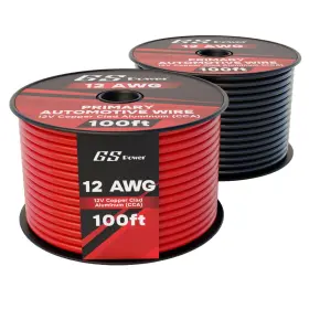 12ga100-2 Gs Power 12 Gauge Electrical Wire - 2 Pack Color Combo Low 100 Ft Black