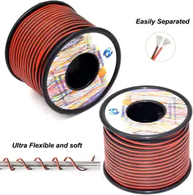 Haerkn 652890996514 22 Awg Silicone Electrical Wire 2 Conductor Parallel Line Red Black #3