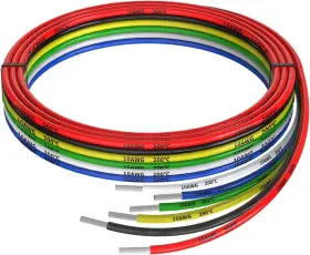 Haerkn 795797989583 10awg Silicone Electrical Wire 6 Colors Each 5ft Yellow Blue Green White