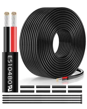 18ga Hanbest 724725430637 18 Gauge Wire 18/2 2 Conductor Electrical Awg 50ft Automotive 12