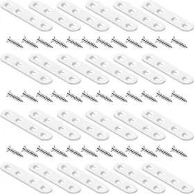 Hans8016w01 Hanfuga 24 Pack Flat Brackets White Straight Braces 3 3in X 0.63in