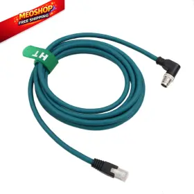 M12-8p-x-coding Hangton Ethernet 8 Pin X Coded M12 Rj45 Cat-7e Cable For Cognex 1m Blue