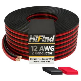 H12a-bc-zp-50f Hifind 12 Gauge 2 Conductor Copper Electrical Wire 50 Ft Red And 50ft Black