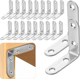 556977 Hofurme 20 Pcs L Bracket Corner Braces 2 Inch Stainless Steel Heavy Duty Shelf Silver