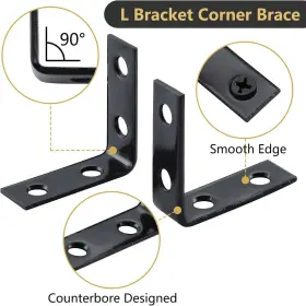 Hmh-lot20 Home Master Hardware L Bracket Corner Brace Sets 1-1/2 Inch Black-20pack Black #2