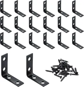 Hmh-lot20 Home Master Hardware L Bracket Corner Brace Sets 1-1/2 Inch Black-20pack Black