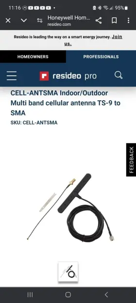 Honeywell 886618264917 Cell-antsma Indoor Outdoor Fixed Length Antenna New #2