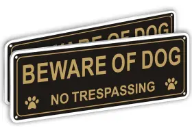 I-cowfun 635401202342 2 Pack Beware Of Dog Signs For Fence Heavy-duty Metal No Tre