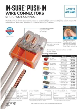 30-1332s Ideal Industries Electrical In-sure Push-in 2 Port Red Wire Connectors 10 #2