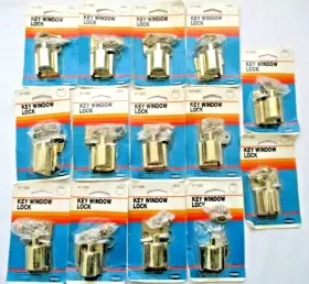 47-1583 Ideal Security 14 Brass Key Window Lock Heavy Duty New Old Stock Wholesale Lot #2