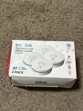 Innolink 850063755245 Battery Operated Smoke Detector Fire Alarm With Magnetic Fastening Kit