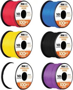Iron Forge Cable 688941052908 18 Gauge Primary Automotive Wire - 6 Set Of 100 Foot