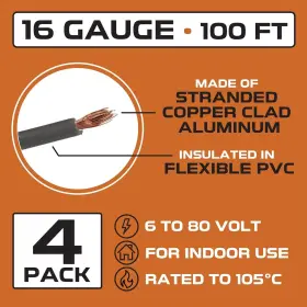 Iron Forge Cable 688941052922 16 Gauge Primary 100 Ft Per Roll Set Of 4 - Foot #2