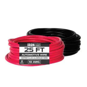 Iron Forge Cable 840013427438 50 Ft 10 Gauge Wire - 2 Pack 25ft Awg 25 Foot Black
