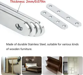 Js032 Jarshtime Mending Plate 35 Pcs Stainless Steel Straight Joining Brace Bracket Silver #3